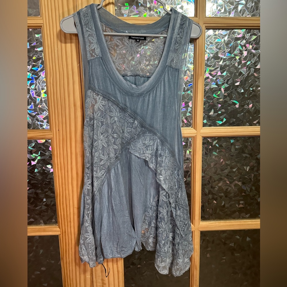 Fashion Fuse Sz M Floral Lace Tank / Blouse Whimsigoth CottageCore Boho Vibes